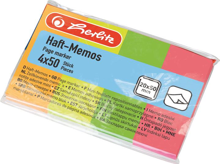 Actual product image Herlitz Adhesive Memos 20x50 4x50pcs.790642 (50 x 20 mm)