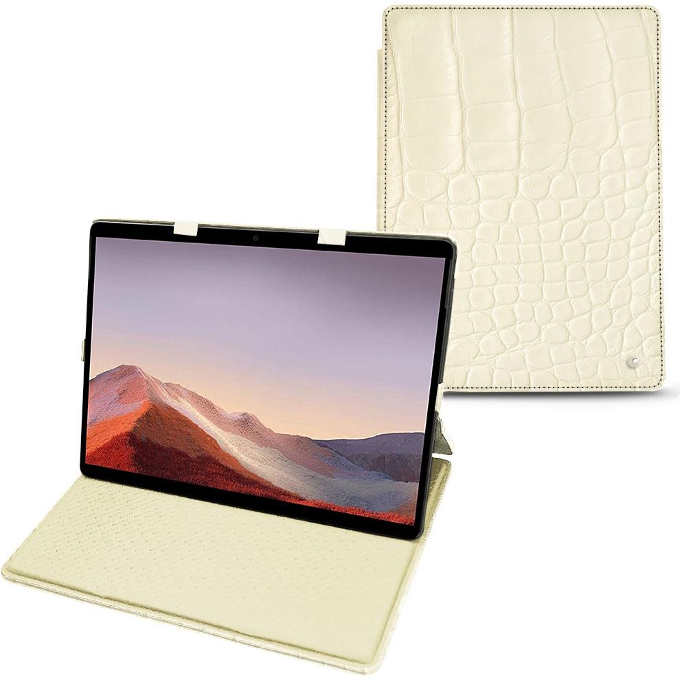 Noreve Lederschutzhülle vertikal (Microsoft Surface Pro X), Tablet Hülle, Beige