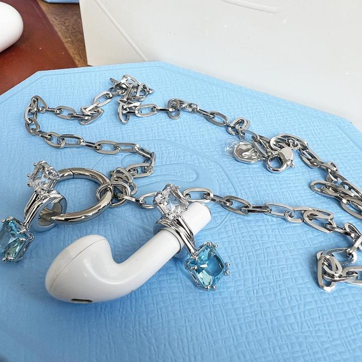 Actual product image Swarovski Jewellery for earphones blue 5619485 (Rhodium-plated metal)