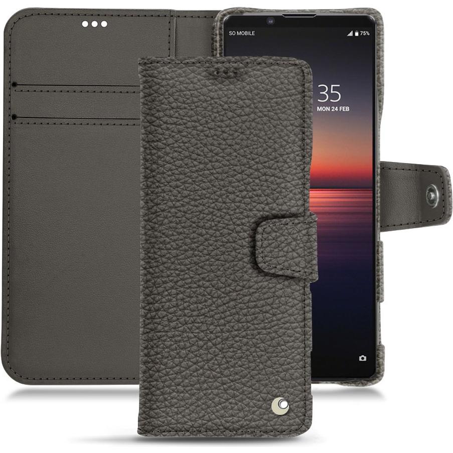 Thumbnail - Noreve Lederschutzhülle Wallet (Sony Xperia 1 II), Smartphone Hülle, Grau