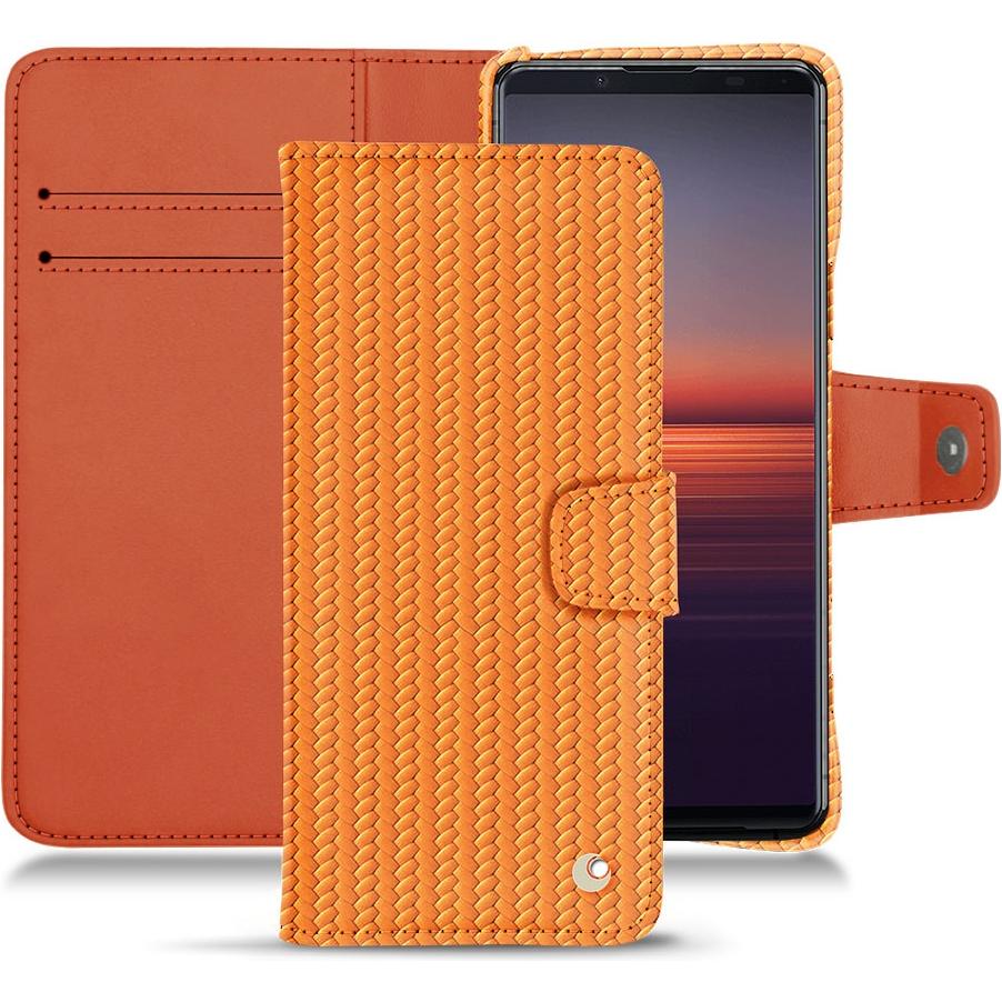 Noreve Lederschutzhülle Wallet (Sony Xperia 5 II), Smartphone Hülle, Orange
