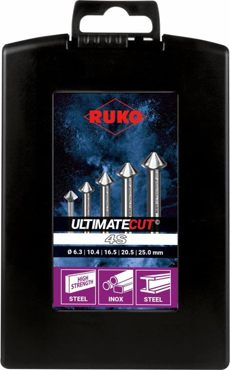 Actual product image Ruko Countersink set 90 ° ULTIMATECUT 4S 6.3-20.5 mm HSS-Co5 6-piece plastic case (8,3, 20.5 mm, 10.4 mm, 16.5 mm, 12.4 mm, 6,3)