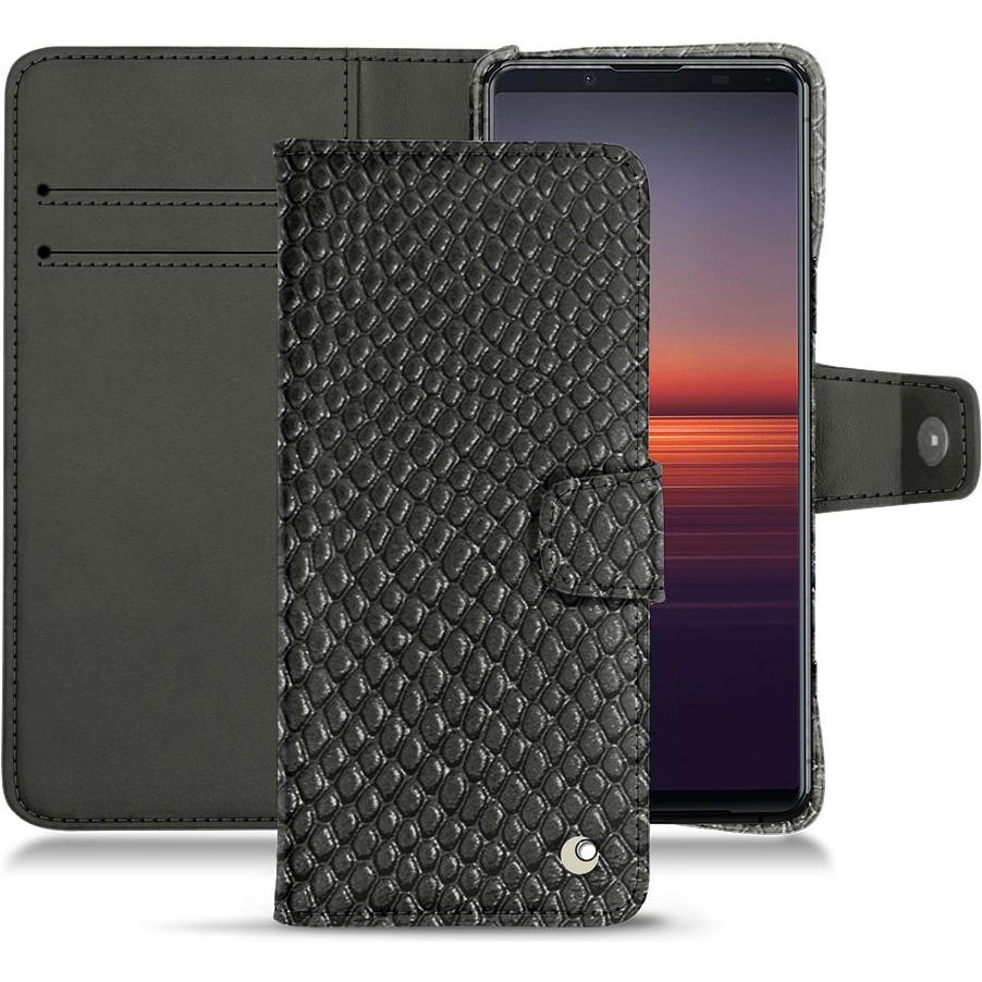 Noreve Lederschutzhülle Wallet (Sony Xperia 5 II), Smartphone Hülle, Schwarz