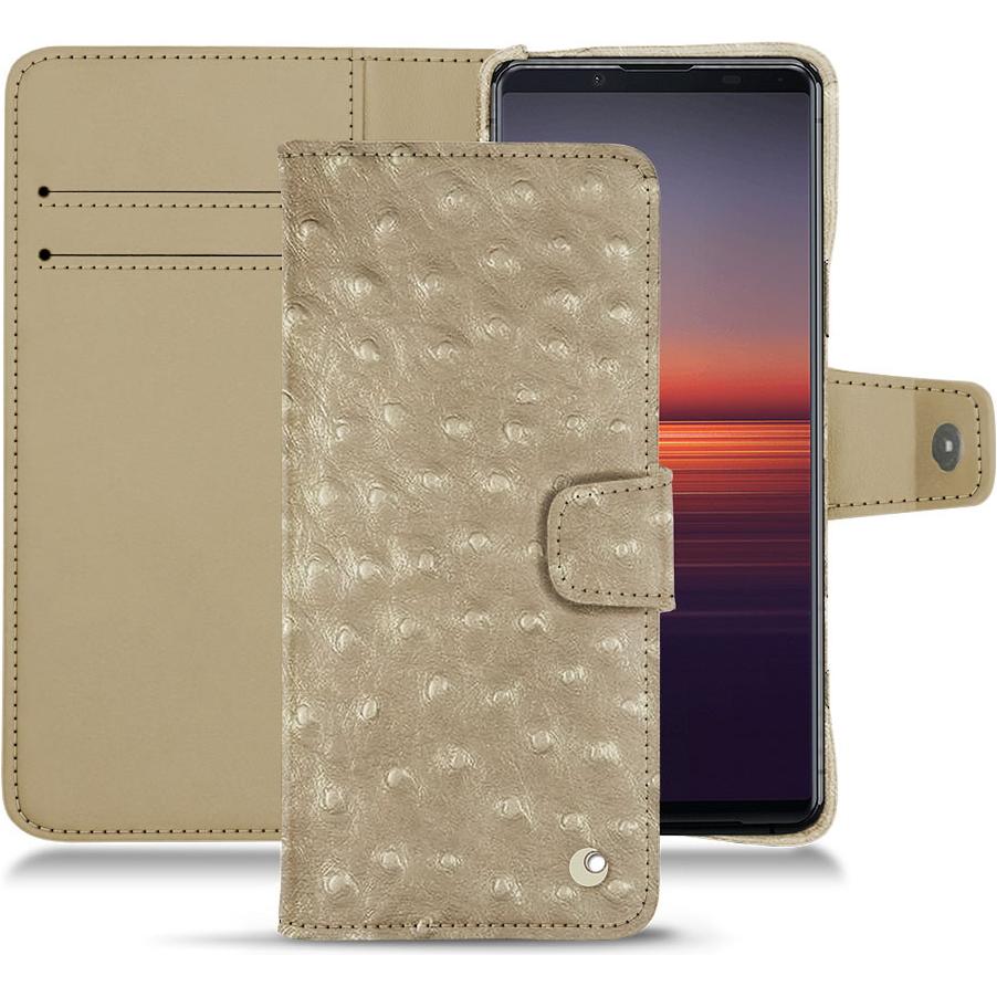 Noreve Lederschutzhülle Wallet (Sony Xperia 5 II), Smartphone Hülle, Beige