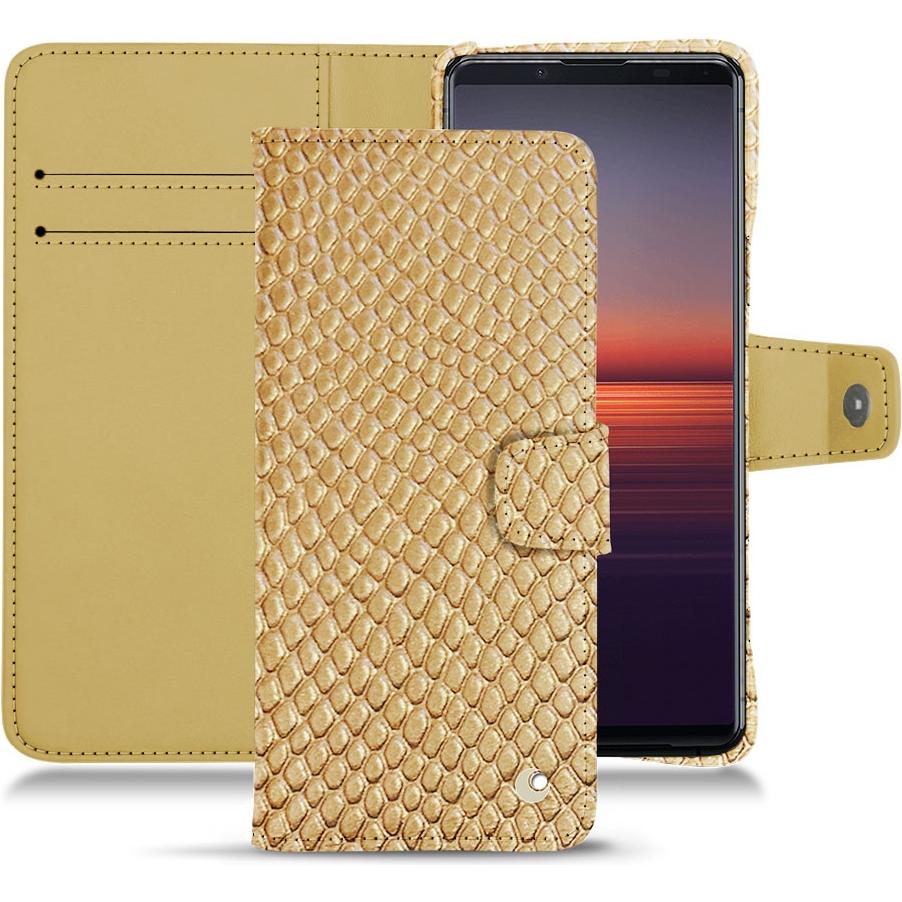 Noreve Lederschutzhülle Wallet (Sony Xperia 5 II), Smartphone Hülle, Beige