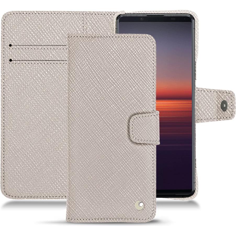 Noreve Lederschutzhülle Wallet (Sony Xperia 5 II), Smartphone Hülle, Beige