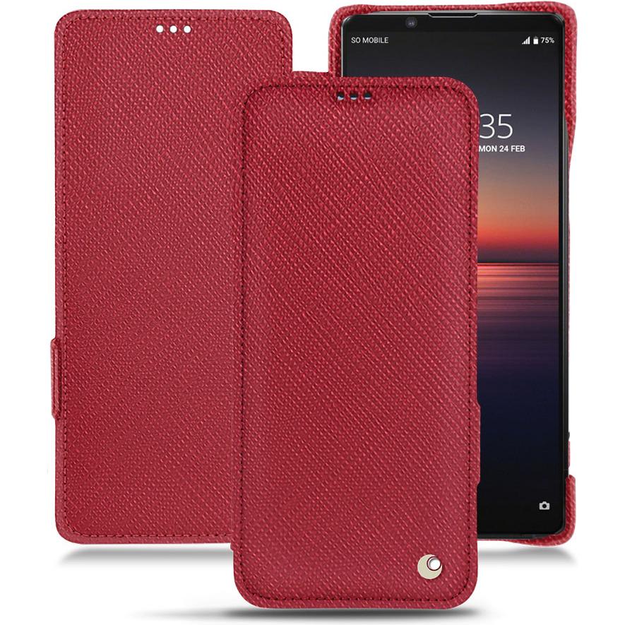 Noreve Lederschutzhülle horizontal (Sony Xperia 1 II), Smartphone Hülle, Rot