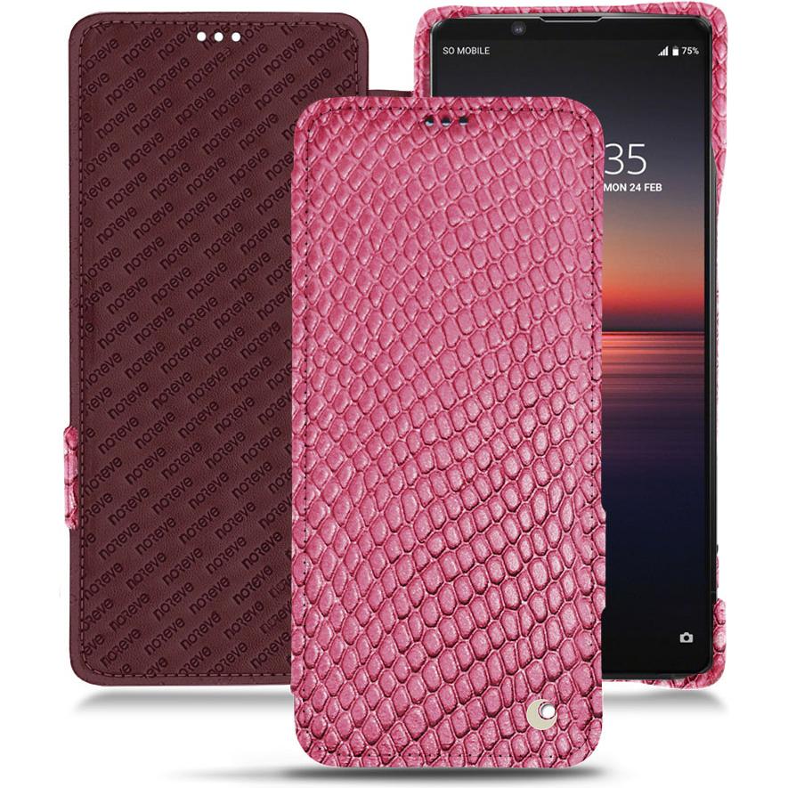 Noreve Lederschutzhülle horizontal (Sony Xperia 1 II), Smartphone Hülle, Rosa