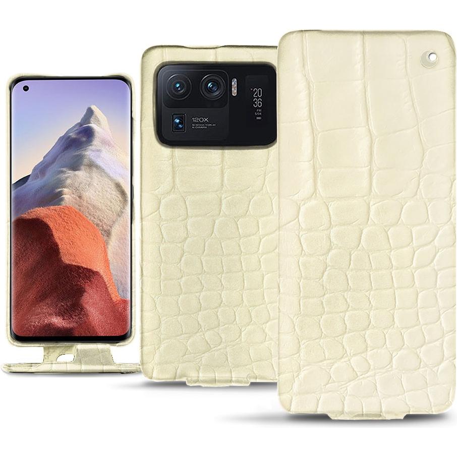 Noreve Lederschutzhülle vertikal (Xiaomi Mi 11 Ultra), Smartphone Hülle, Weiss