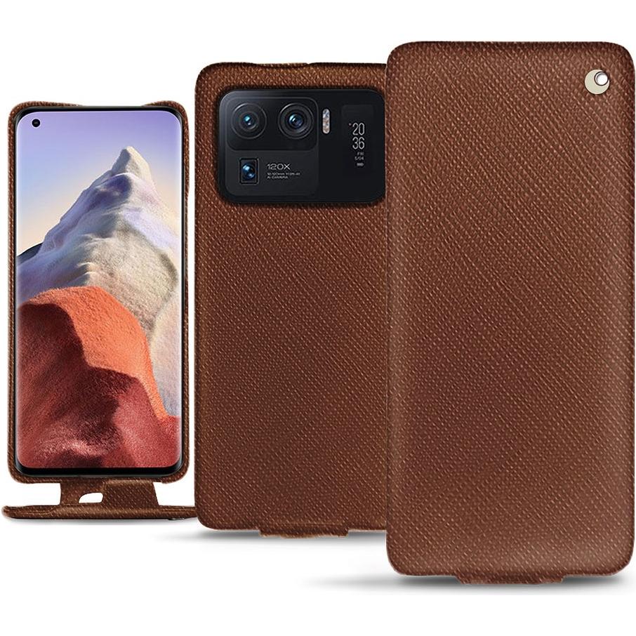 Noreve Lederschutzhülle vertikal (Xiaomi Mi 11 Ultra), Smartphone Hülle, Braun