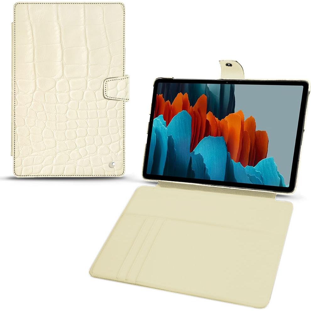 Noreve Lederschutzhülle Wallet (Galaxy Tab S7+), Tablet Hülle, Beige