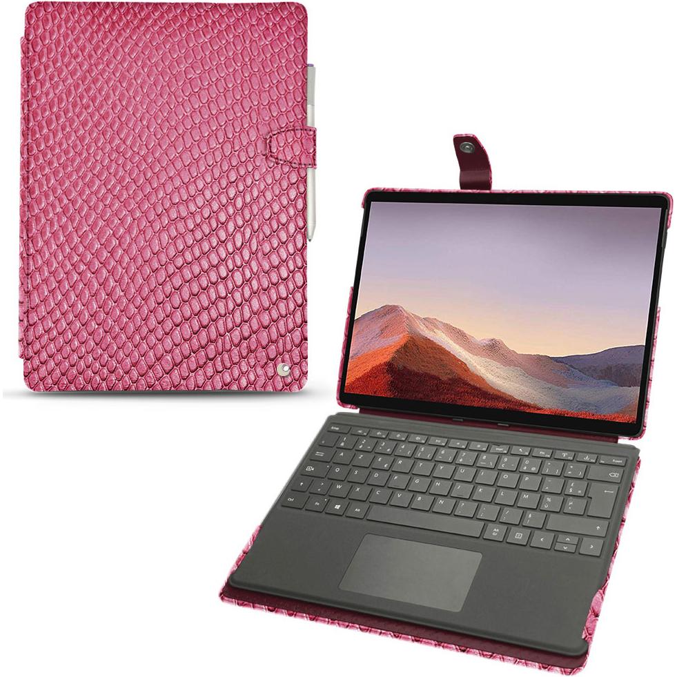 Noreve Lederschutzhülle (Microsoft Surface Pro X), Tablet Hülle, Rosa