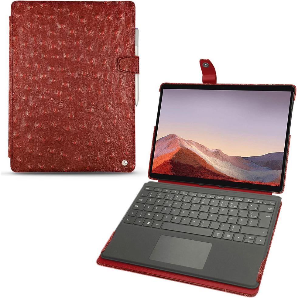 Noreve Lederschutzhülle (Microsoft Surface Pro X), Tablet Hülle, Rot