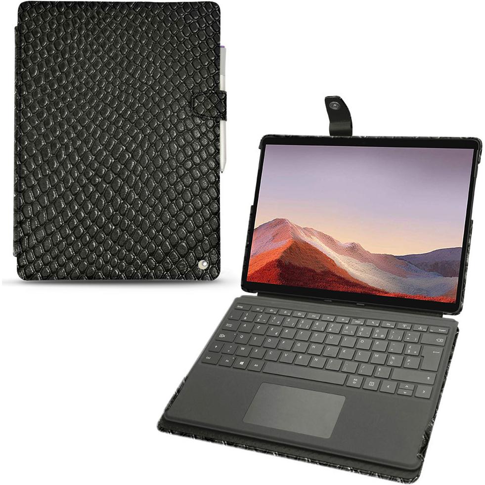 Noreve Lederschutzhülle (Microsoft Surface Pro X), Tablet Hülle, Schwarz