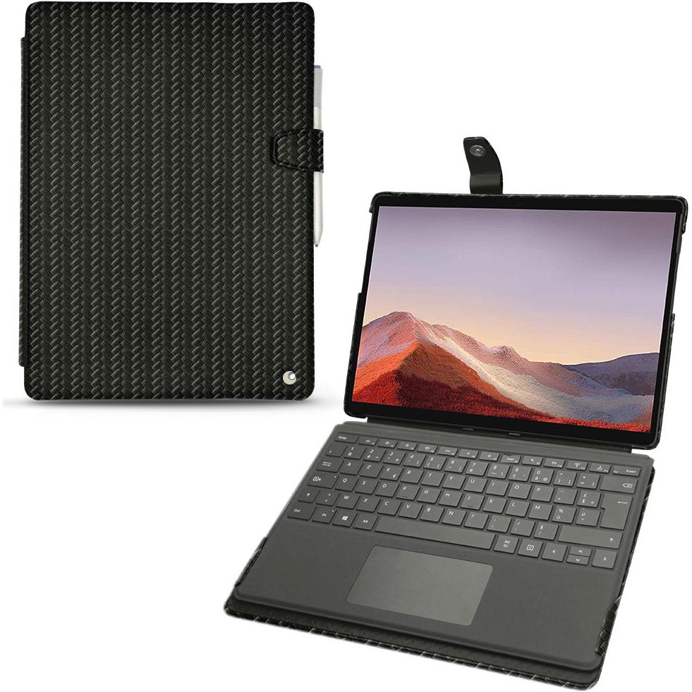 Noreve Lederschutzhülle (Microsoft Surface Pro X), Tablet Hülle, Schwarz