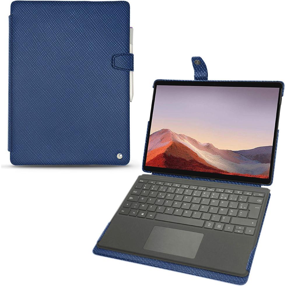 Noreve Lederschutzhülle (Microsoft Surface Pro X), Tablet Hülle, Blau