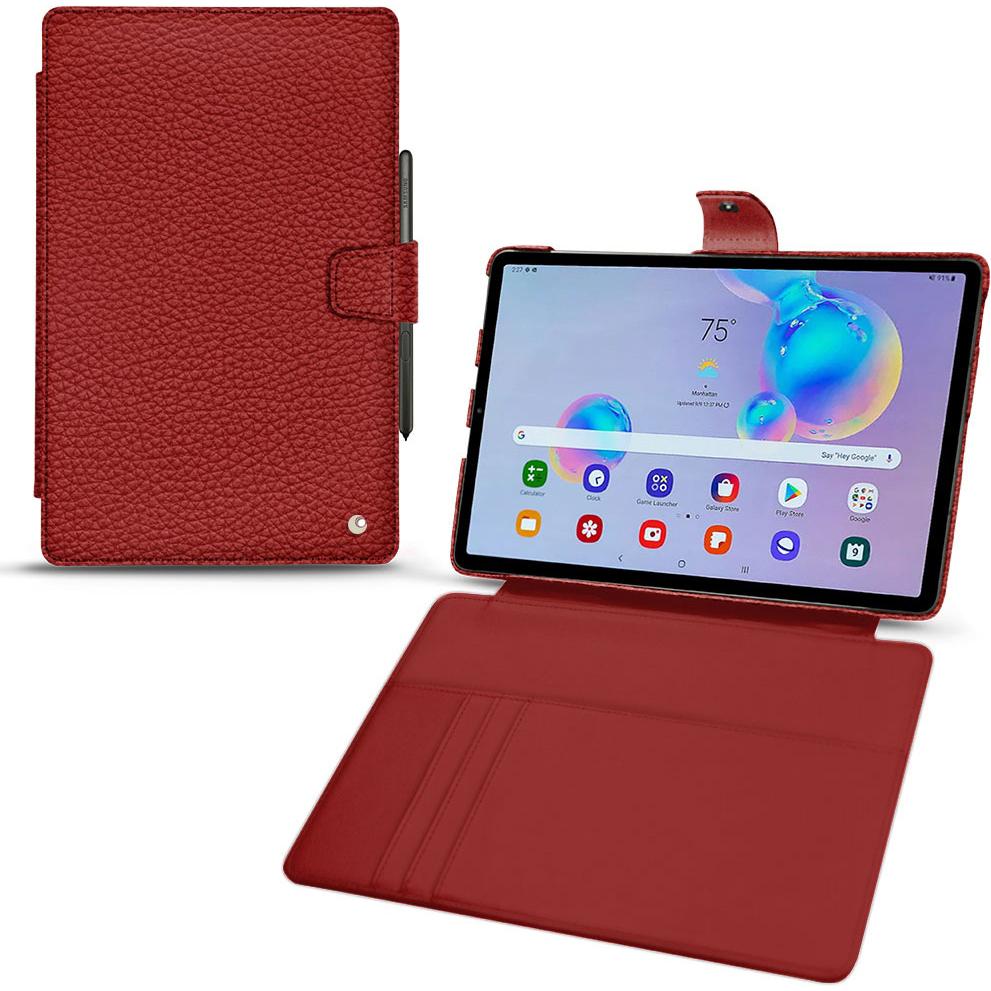 Noreve Lederschutzhülle Wallet (Galaxy Tab S6 Lite), Tablet Hülle, Rot