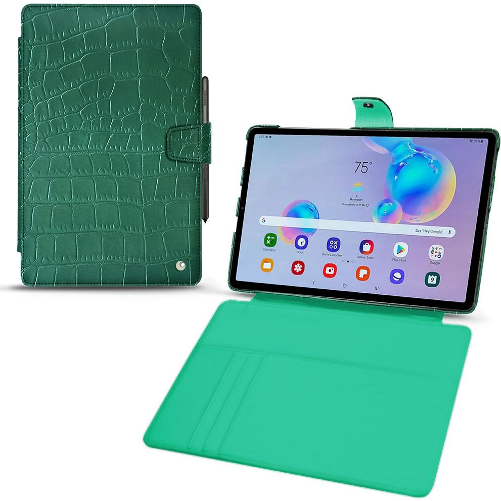Noreve Lederschutzhülle Wallet (Galaxy Tab S6 Lite), Tablet Hülle, Grün