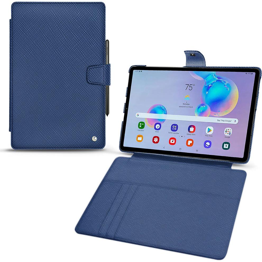 Noreve Lederschutzhülle Wallet (Galaxy Tab S6 Lite), Tablet Hülle, Blau