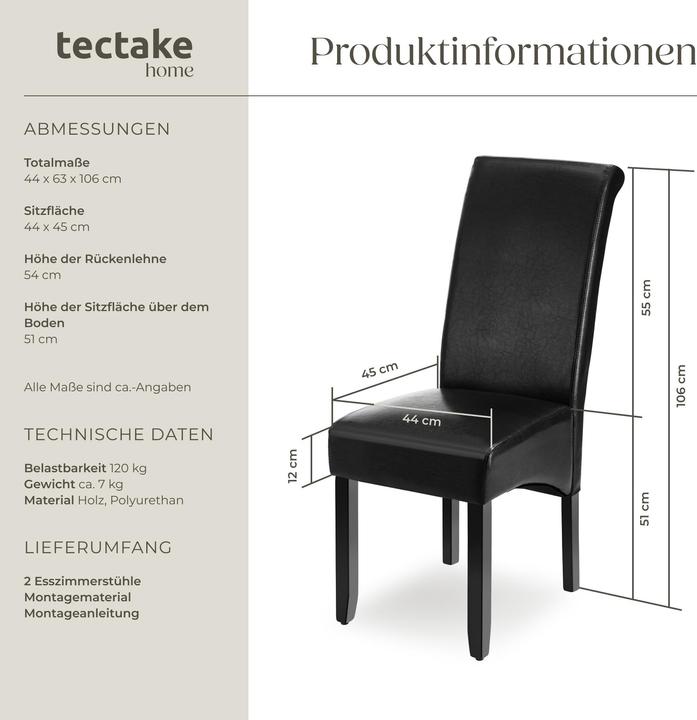 Image du produit tectake 2 Esszimmerstühle