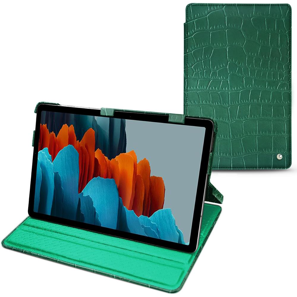 Noreve Lederschutzhülle horizontal (Galaxy Tab S7+), Tablet Hülle, Grün