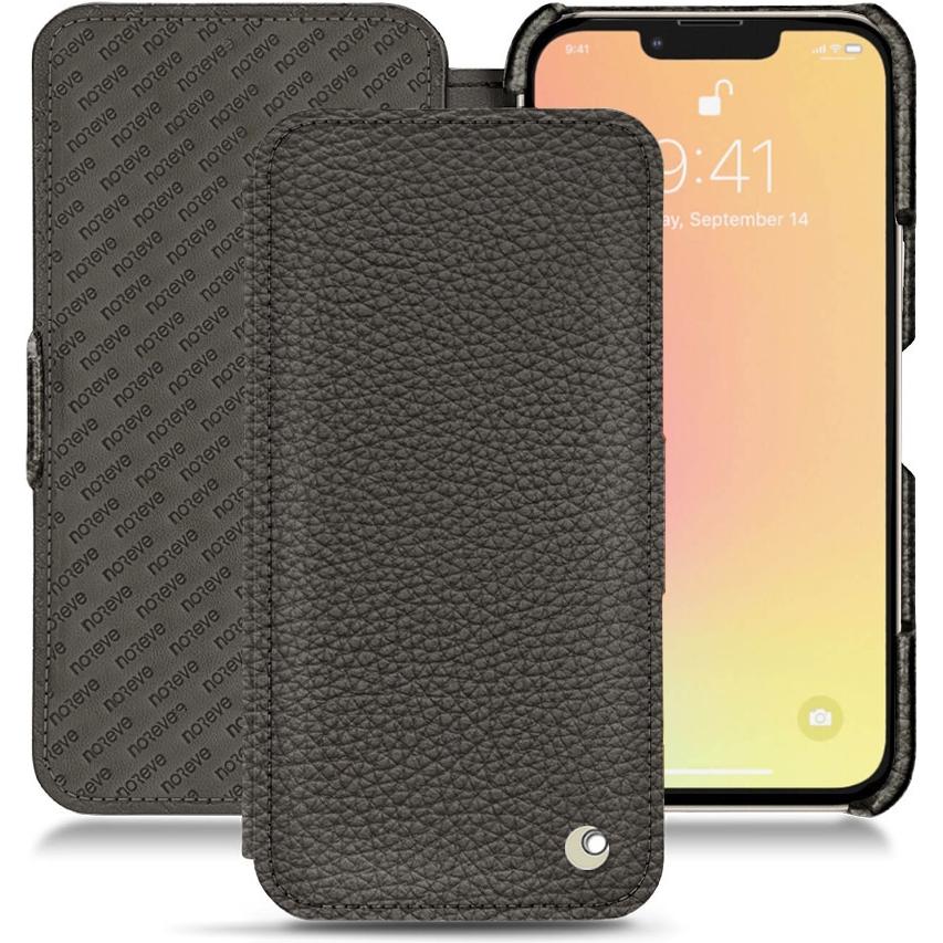 Noreve Lederschutzhülle horizontal (Apple iPhone 13), Smartphone Hülle, Grau