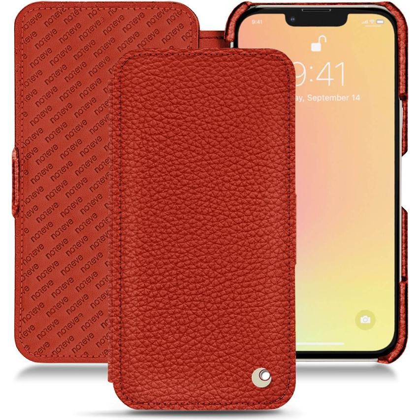 Thumbnail - Noreve Lederschutzhülle horizontal (Apple iPhone 13), Smartphone Hülle, Orange