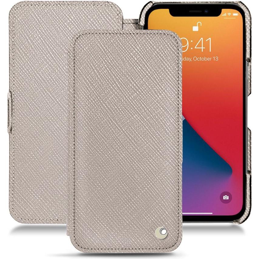 Noreve Lederschutzhülle horizontal (Apple iPhone 13 Pro), Smartphone Hülle, Beige