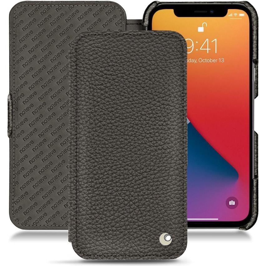 Noreve Lederschutzhülle horizontal (Apple iPhone 13 Pro Max), Smartphone Hülle, Grau