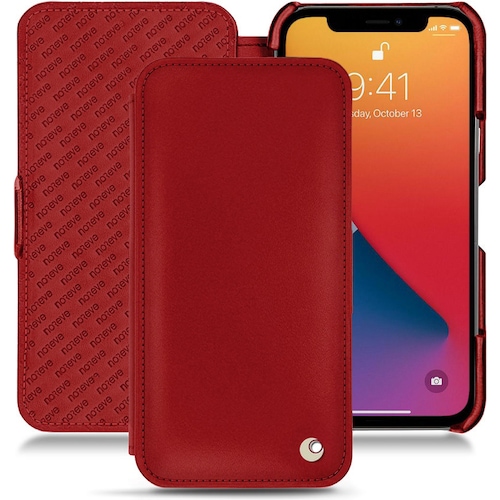 Noreve Lederschutzhülle horizontal (Apple iPhone 13 Pro Max), Smartphone Hülle, Rot