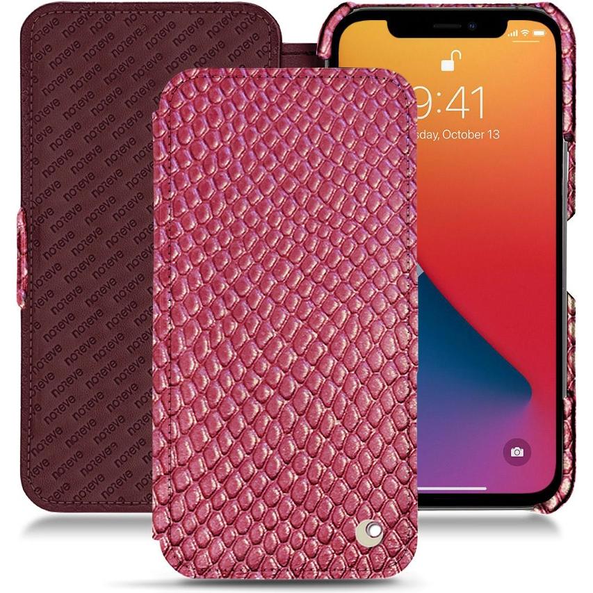 Noreve Lederschutzhülle horizontal (Apple iPhone 13 Pro Max), Smartphone Hülle, Rosa