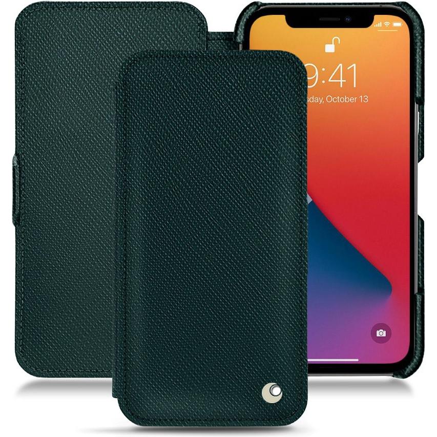 Noreve Lederschutzhülle horizontal (Apple iPhone 13 Pro), Smartphone Hülle, Grün