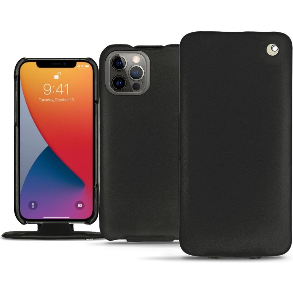 Noreve Lederschutzhülle vertikal (Apple iPhone 13 Pro), Smartphone Hülle, Schwarz