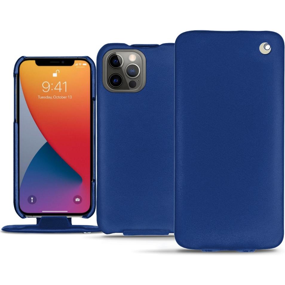 Noreve Lederschutzhülle vertikal (Apple iPhone 13 Pro), Smartphone Hülle, Blau