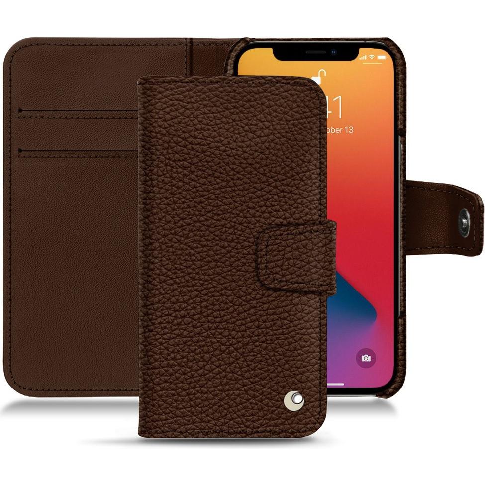 Noreve Lederschutzhülle Wallet (Apple iPhone 13 Pro), Smartphone Hülle, Braun