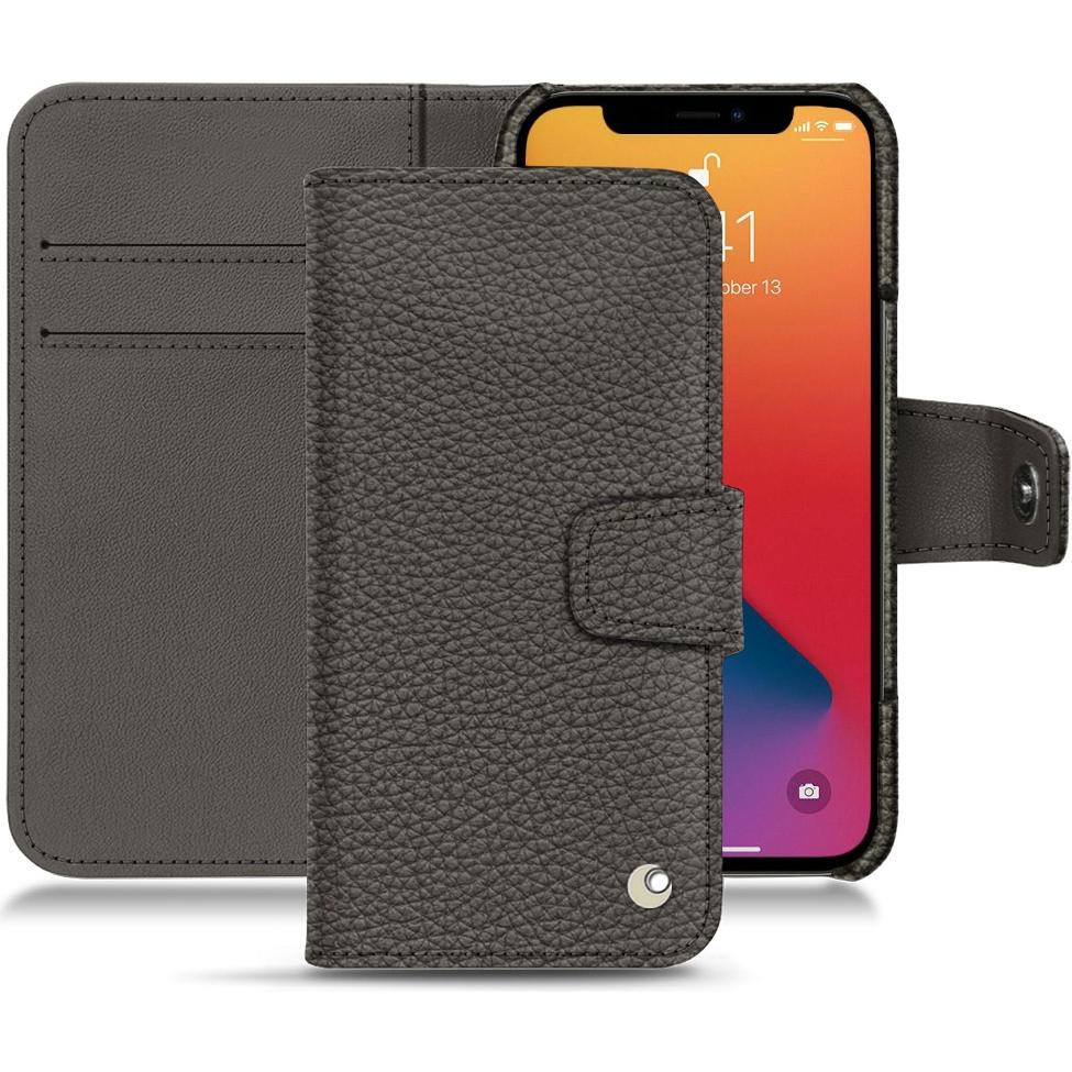 Noreve Lederschutzhülle Wallet (Apple iPhone 13 Pro), Smartphone Hülle, Grau