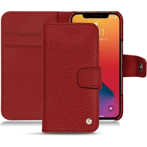 Noreve Lederschutzhülle Wallet (Apple iPhone 13 Pro), Smartphone Hülle, Rot