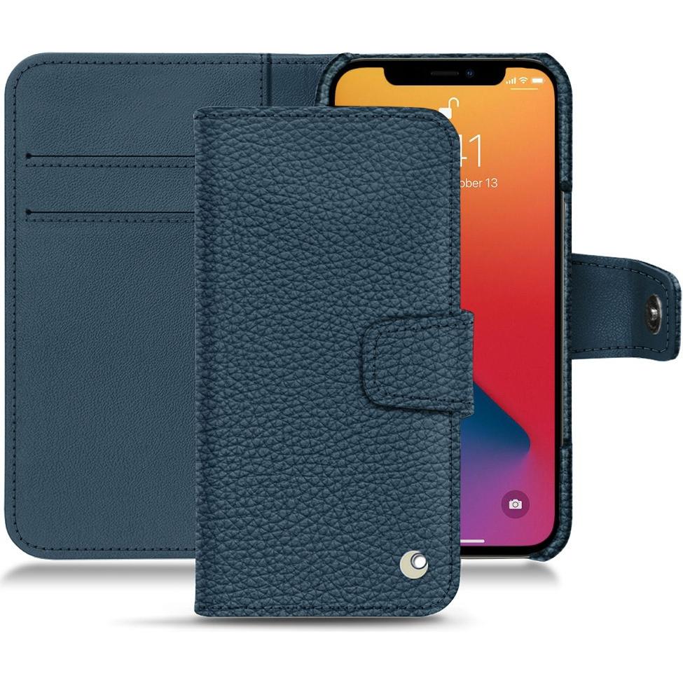 Noreve Lederschutzhülle Wallet (Apple iPhone 13 Pro), Smartphone Hülle, Blau