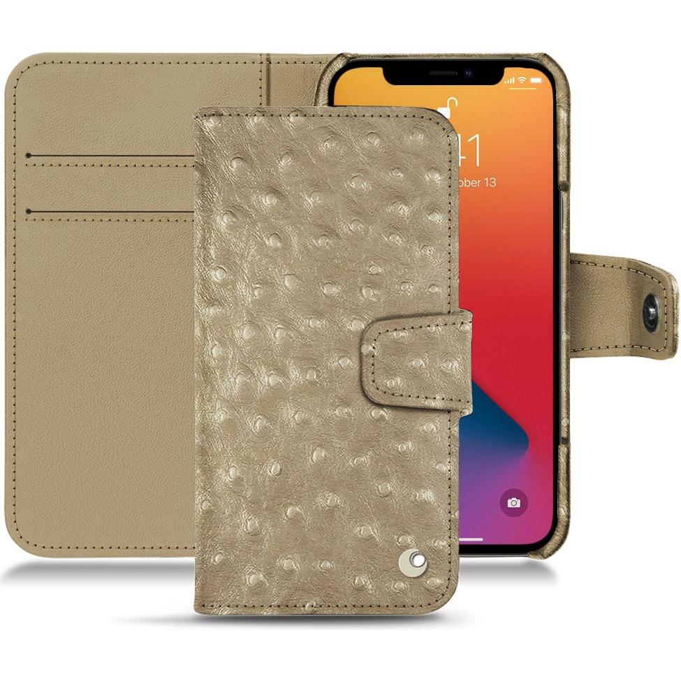 Noreve Lederschutzhülle Wallet (Apple iPhone 13 Pro), Smartphone Hülle, Beige