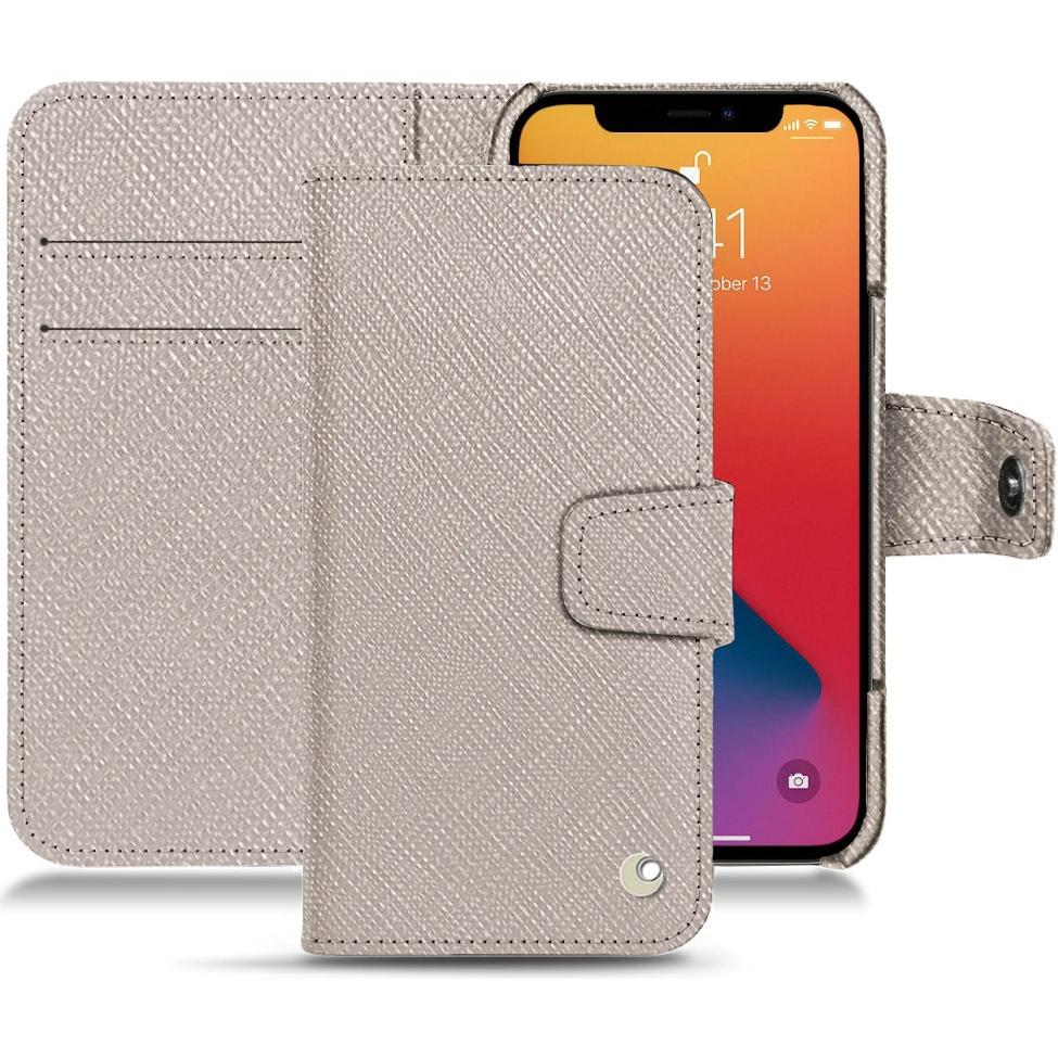 Noreve Lederschutzhülle Wallet (Apple iPhone 13 Pro), Smartphone Hülle, Beige