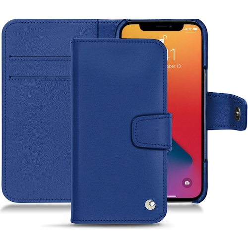 Noreve Lederschutzhülle Wallet (Apple iPhone 13 Pro), Smartphone Hülle, Blau