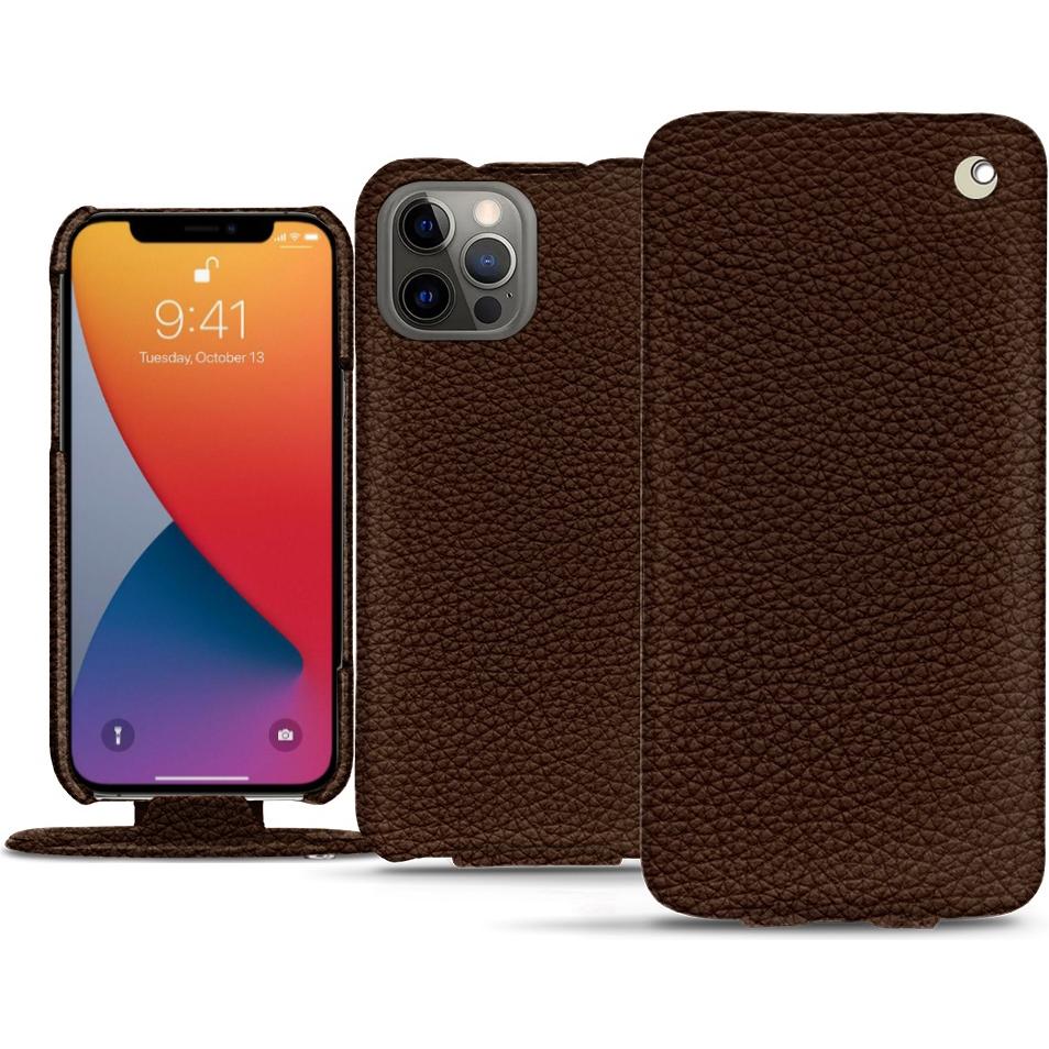 Noreve Lederschutzhülle vertikal (Apple iPhone 13 Pro Max), Smartphone Hülle, Braun