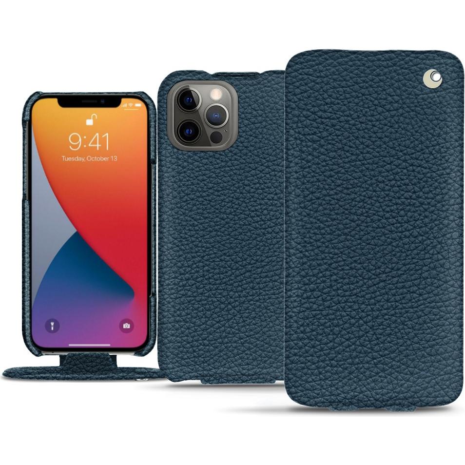 Noreve Lederschutzhülle vertikal (Apple iPhone 13 Pro Max), Smartphone Hülle, Blau