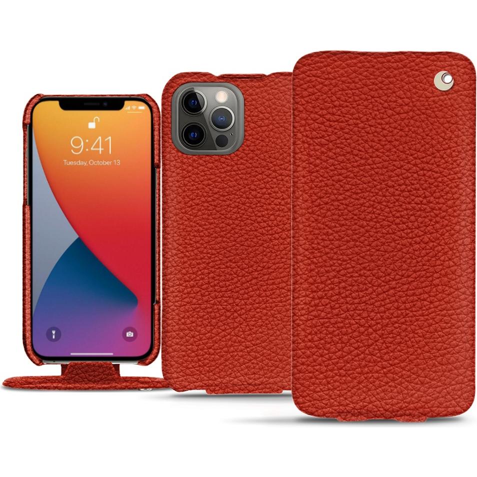 Noreve Lederschutzhülle vertikal (Apple iPhone 13 Pro Max), Smartphone Hülle, Orange