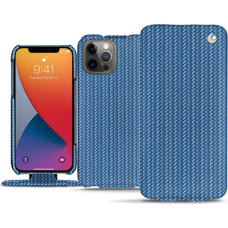 Noreve Lederschutzhülle vertikal (Apple iPhone 13 Pro Max), Smartphone Hülle, Blau