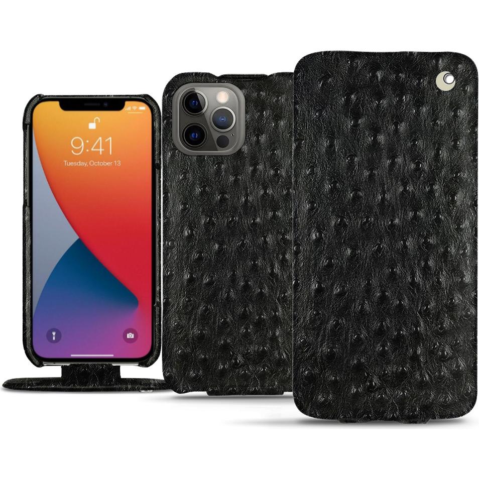 Noreve Lederschutzhülle vertikal (Apple iPhone 13 Pro Max), Smartphone Hülle, Schwarz
