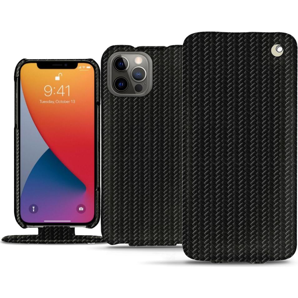 Noreve Lederschutzhülle vertikal (Apple iPhone 13 Pro Max), Smartphone Hülle, Schwarz