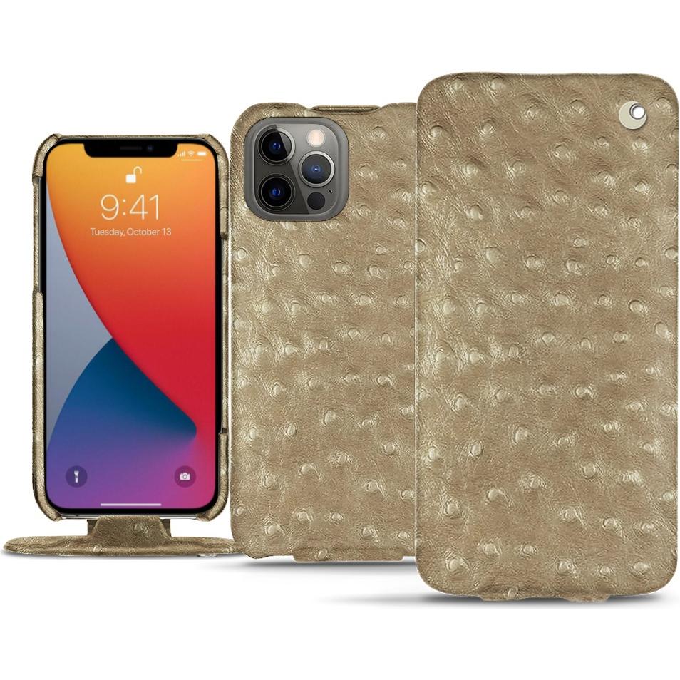 Noreve Lederschutzhülle vertikal (Apple iPhone 13 Pro Max), Smartphone Hülle, Beige