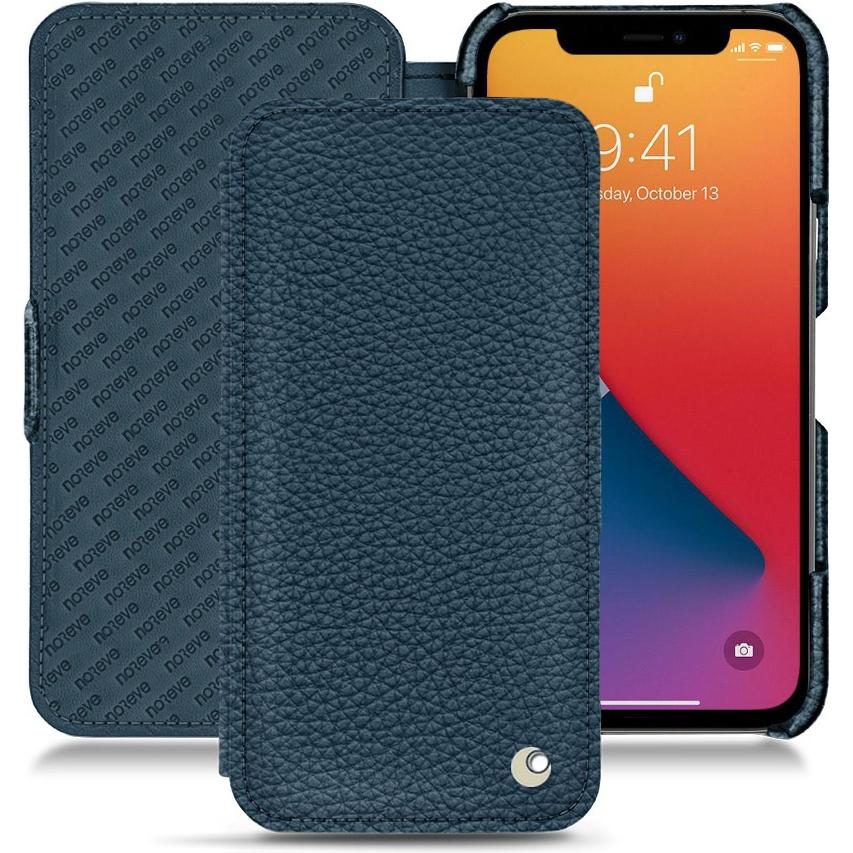 Noreve Lederschutzhülle horizontal (Apple iPhone 13 Pro), Smartphone Hülle, Blau
