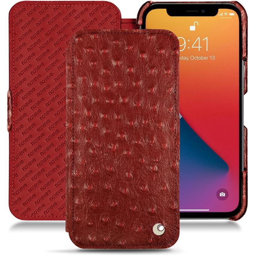 Noreve Lederschutzhülle horizontal (Apple iPhone 13 Pro), Smartphone Hülle, Rot